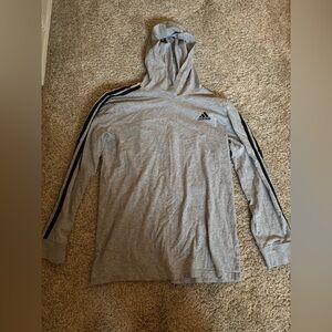 Kids Grey Adidas Hooded Long Sleeve